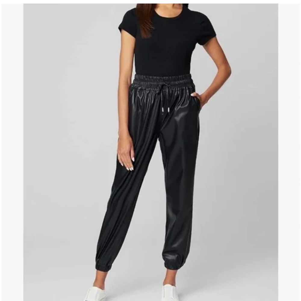 Blank NYC Shiny Black Jogger Pants